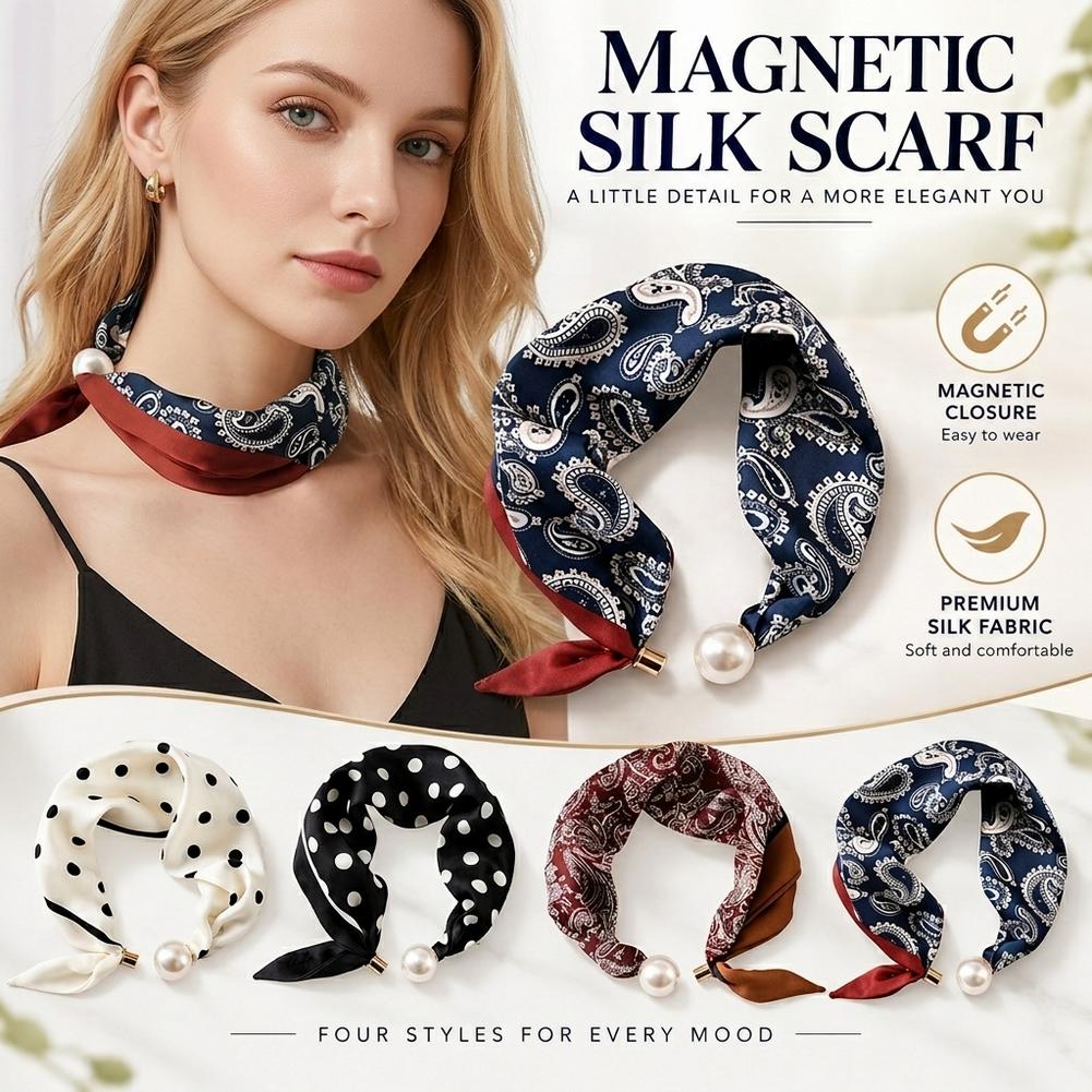 Pearl Buckle Silk Scarf Printe - Face Scarf Mask recension och pris