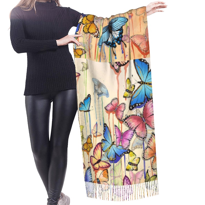 Retro Butterfly Winter Cashmer - Woven Scarf Blanket recension och pris