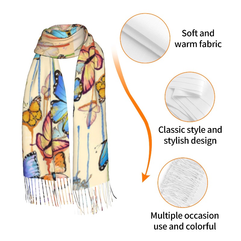 Retro Butterfly Winter Cashmer - Woven Scarf Blanket recension och pris