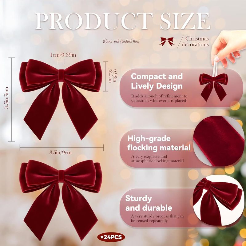 24Pcs Pre-Tied Red Velvet Bows - Bow Tie Pre Tied recension och pris